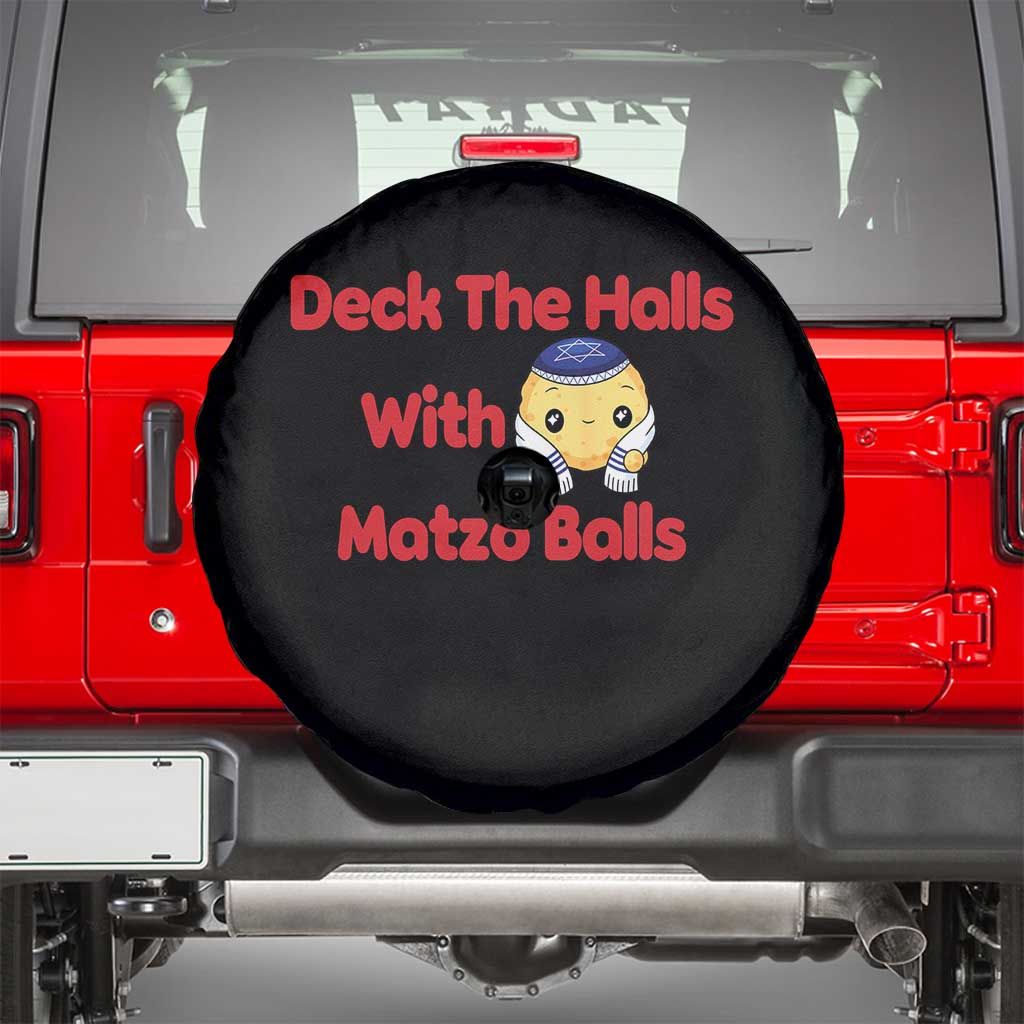 Deck The Halls With Matzo Balls Spare Tire Cover Religious Jewish Holiday Gift - Print Your Wear