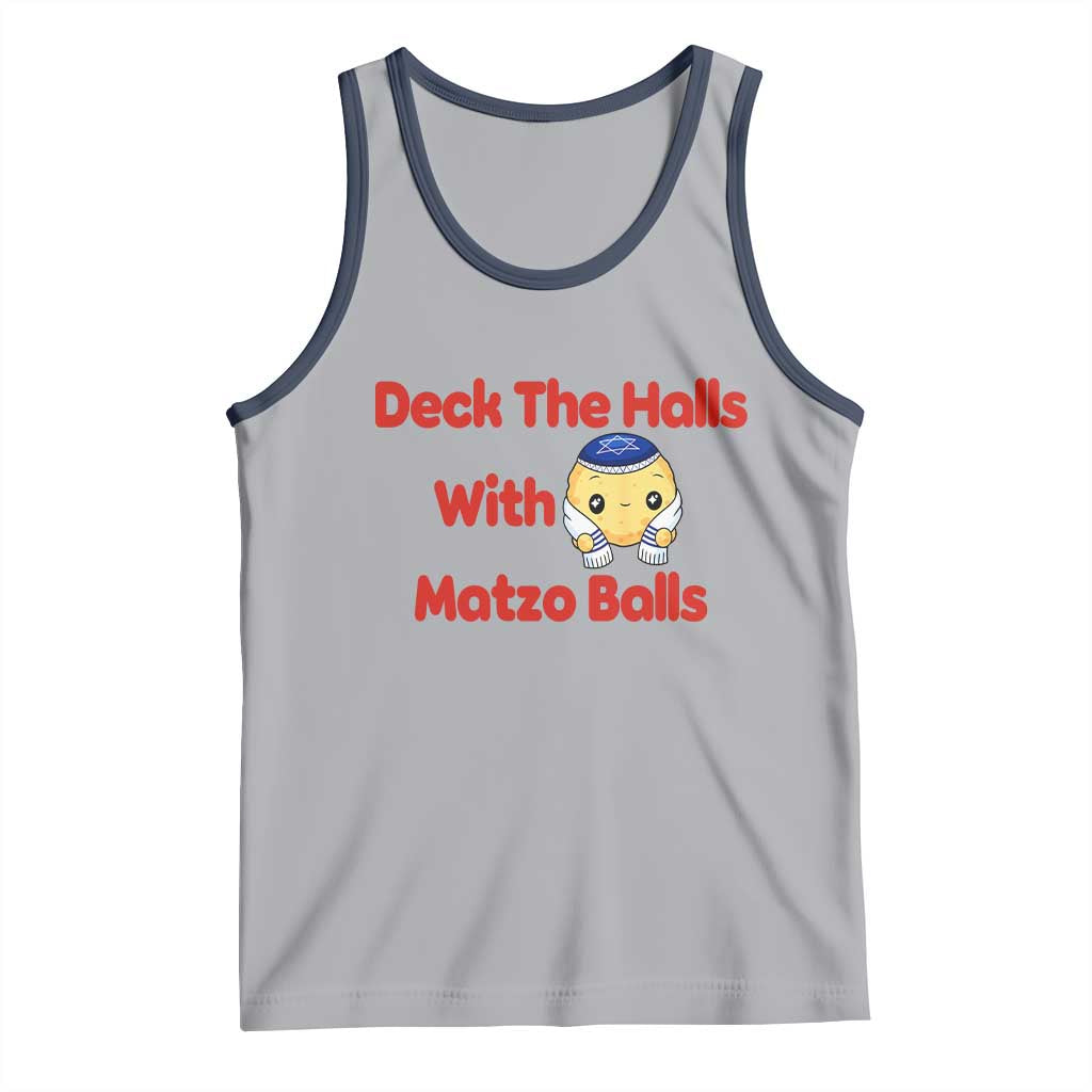 Deck The Halls With Matzo Balls Tank Top Religious Jewish Holiday Gift TS12 Athletic Heather Navy Print Your Wear