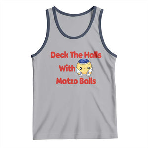 Deck The Halls With Matzo Balls Tank Top Religious Jewish Holiday Gift TS12 Athletic Heather Navy Print Your Wear