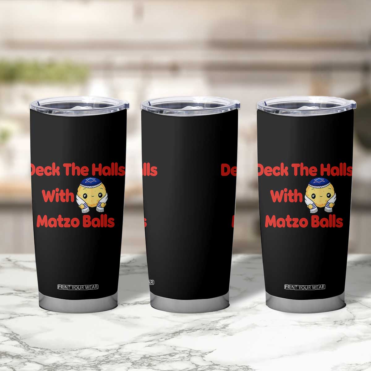 Deck The Halls With Matzo Balls Tumbler Cup Religious Jewish Holiday Gift TS12 Print Your Wear