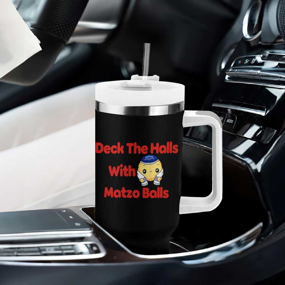 Deck The Halls With Matzo Balls Tumbler With Handle Religious Jewish Holiday Gift TS12 Print Your Wear