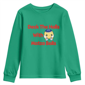 Deck The Halls With Matzo Balls Youth Sweatshirt Religious Jewish Holiday Gift TS12 Irish Green Print Your Wear