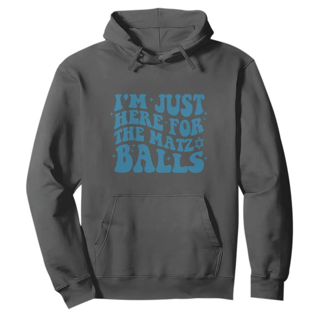 Funny Hanukkah Hoodie Im Just Here For The Matzo Balls Jewish Gift TS12 Dark Heather Print Your Wear