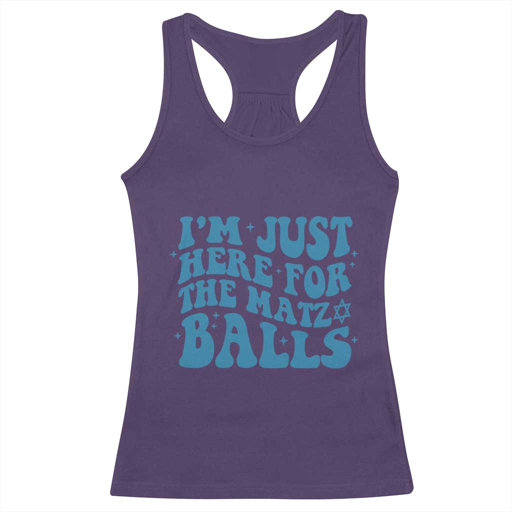 Funny Hanukkah Racerback Tank Top Im Just Here For The Matzo Balls Jewish Gift TS12 Purple Print Your Wear