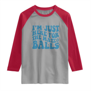 Funny Hanukkah Raglan Shirt Im Just Here For The Matzo Balls Jewish Gift TS12 Sport Gray Red Print Your Wear