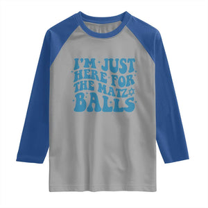 Funny Hanukkah Raglan Shirt Im Just Here For The Matzo Balls Jewish Gift TS12 Sport Gray Royal Print Your Wear