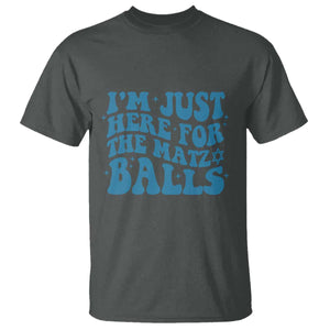 Funny Hanukkah T Shirt Im Just Here For The Matzo Balls Jewish Gift TS12 Dark Heather Print Your Wear