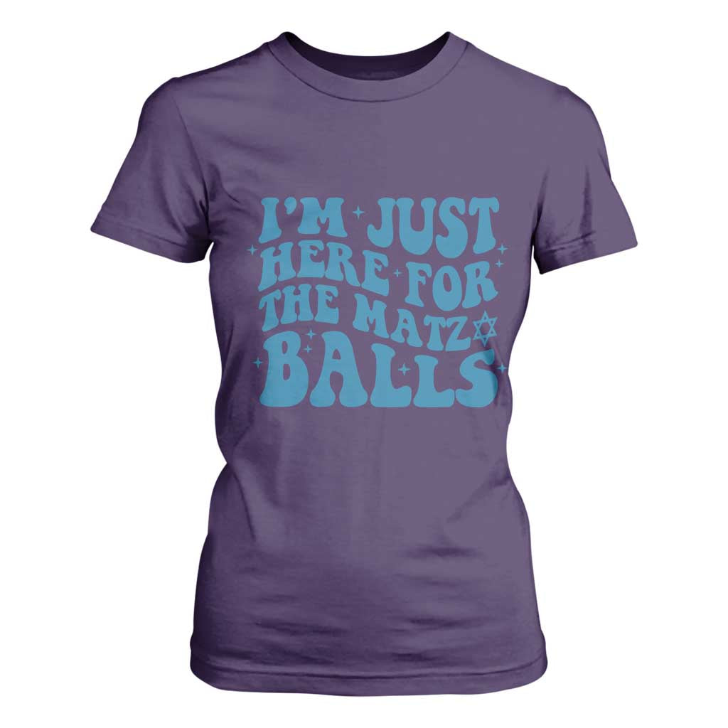 Funny Hanukkah T Shirt For Women Im Just Here For The Matzo Balls Jewish Gift TS12 Purple Print Your Wear