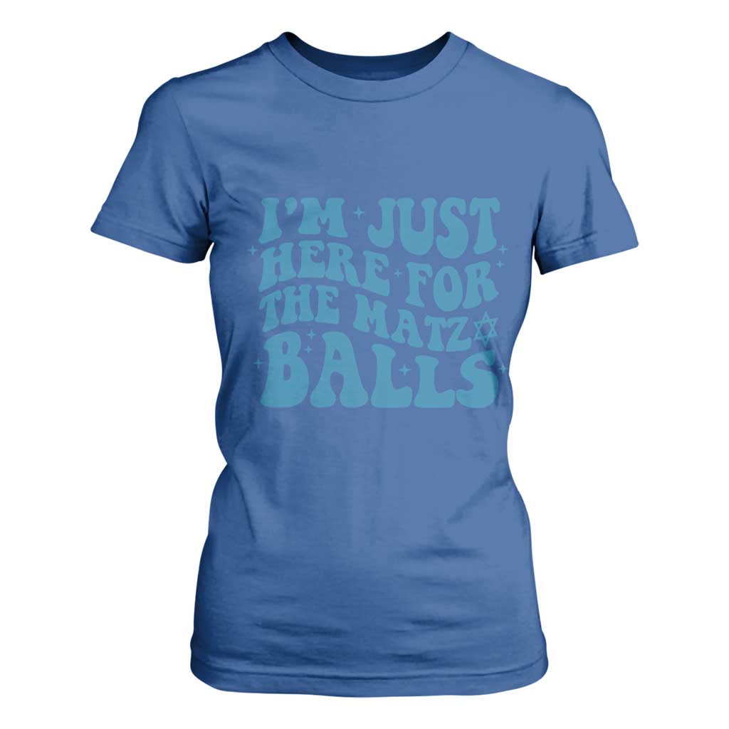 Funny Hanukkah T Shirt For Women Im Just Here For The Matzo Balls Jewish Gift TS12 Royal Blue Print Your Wear