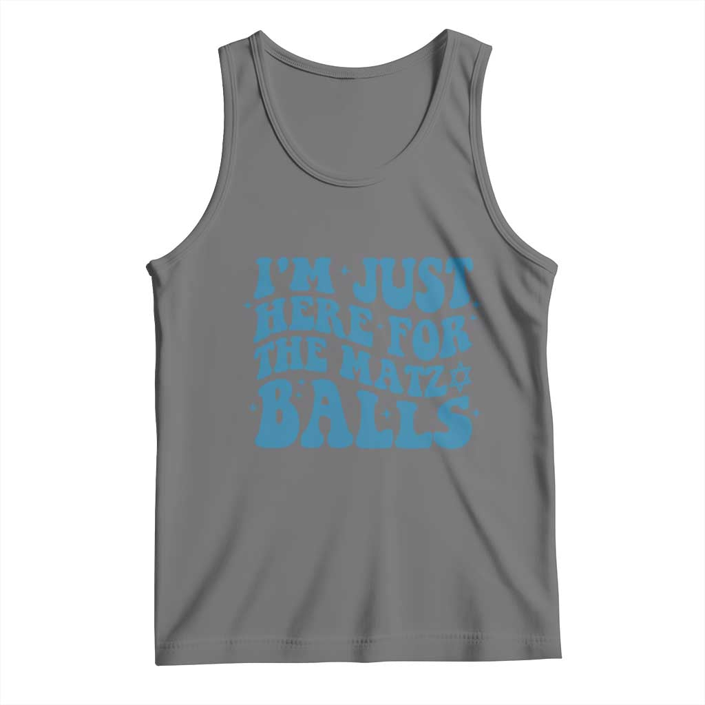 Funny Hanukkah Tank Top Im Just Here For The Matzo Balls Jewish Gift TS12 Black Heather Print Your Wear