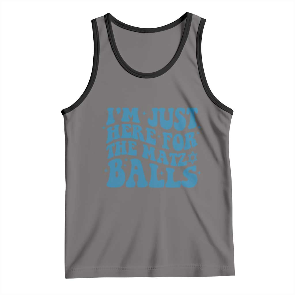 Funny Hanukkah Tank Top Im Just Here For The Matzo Balls Jewish Gift TS12 Deep Heather Black Print Your Wear