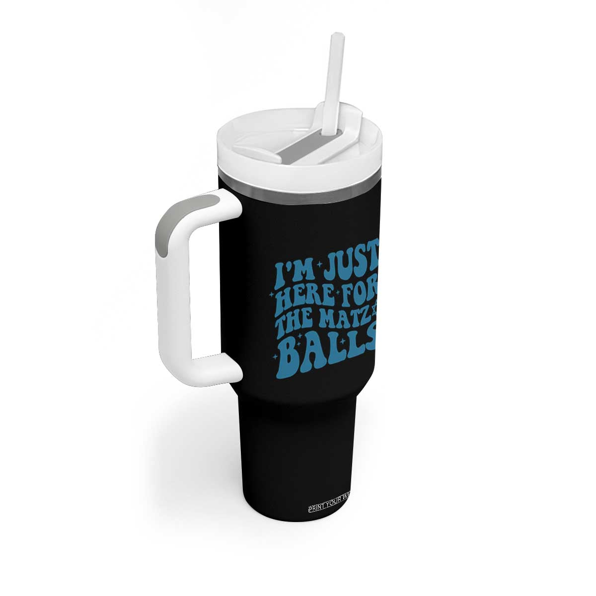 Funny Hanukkah Tumbler With Handle Im Just Here For The Matzo Balls Jewish Gift TS12 Print Your Wear