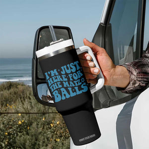 Funny Hanukkah Tumbler With Handle Im Just Here For The Matzo Balls Jewish Gift TS12 Print Your Wear