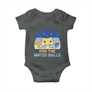 Im Just Here For The Matzo Balls Baby Onesie Funny Jewish Holiday Gift TS12 Dark Heather Print Your Wear