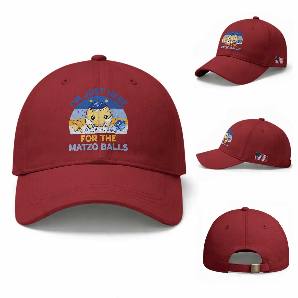 Im Just Here For The Matzo Balls Baseball Cap Funny Jewish Holiday Gift TS12 Baseball Cap Universal Fit Cherry Red Print Your Wear