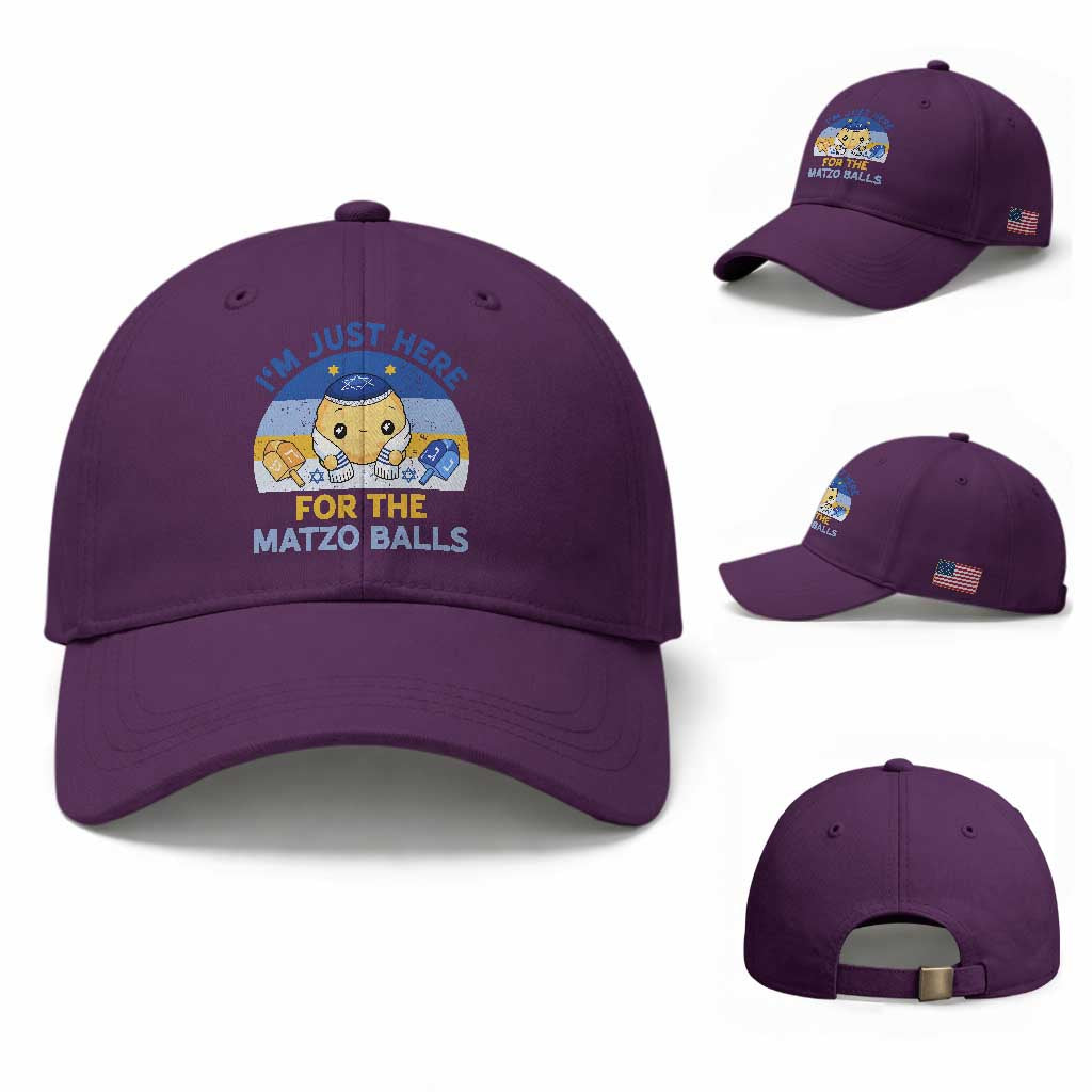 Im Just Here For The Matzo Balls Baseball Cap Funny Jewish Holiday Gift TS12 Baseball Cap Universal Fit Purple Print Your Wear