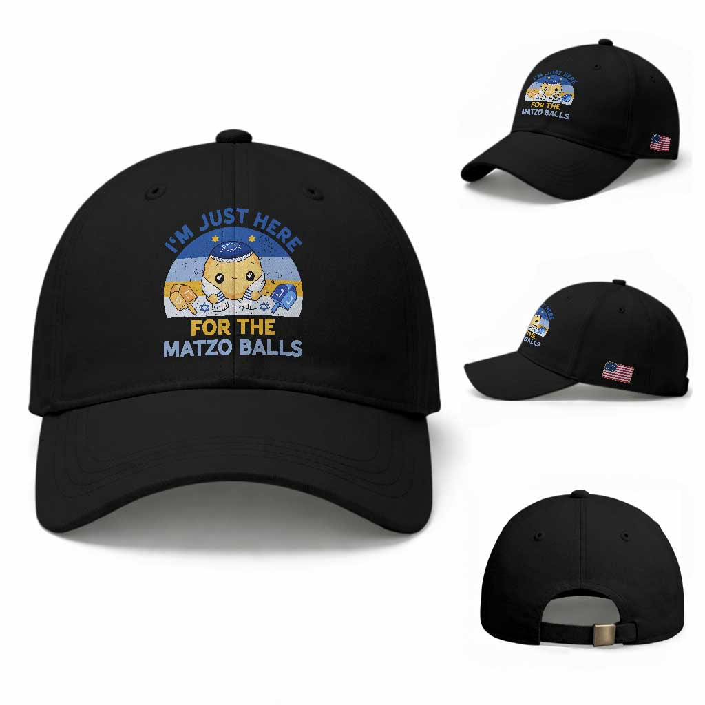 Im Just Here For The Matzo Balls Baseball Cap Funny Jewish Holiday Gift TS12 Baseball Cap Universal Fit Black Print Your Wear