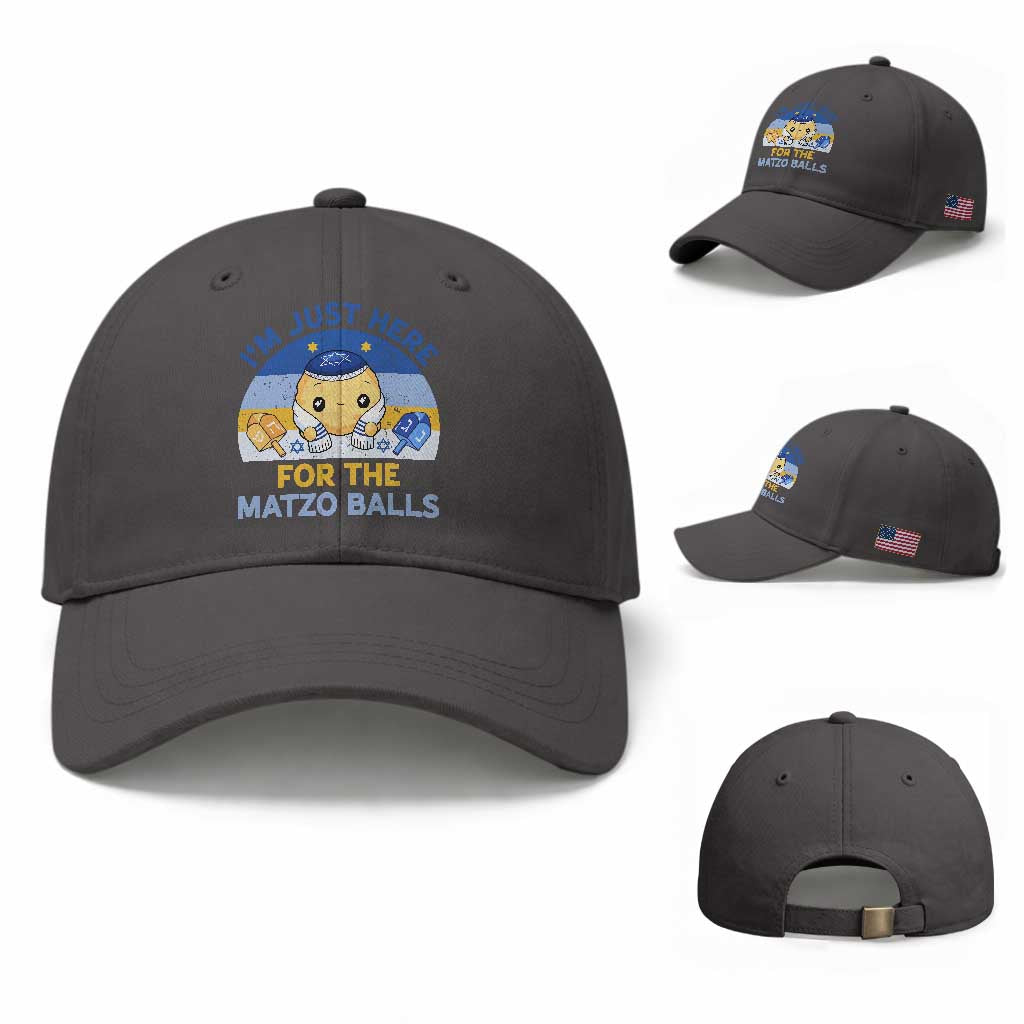 Im Just Here For The Matzo Balls Baseball Cap Funny Jewish Holiday Gift TS12 Baseball Cap Universal Fit Dark Gray Print Your Wear