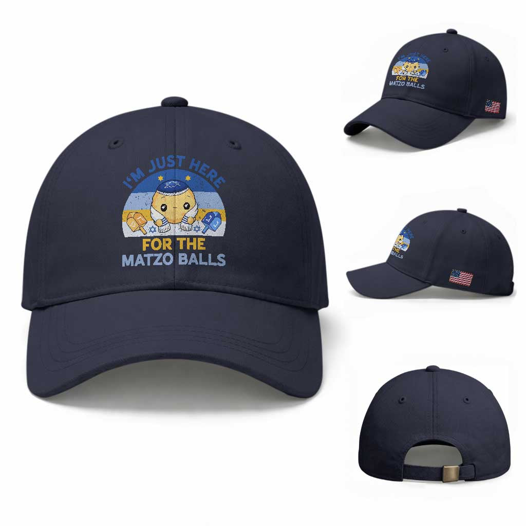 Im Just Here For The Matzo Balls Baseball Cap Funny Jewish Holiday Gift TS12 Baseball Cap Universal Fit Navy Print Your Wear
