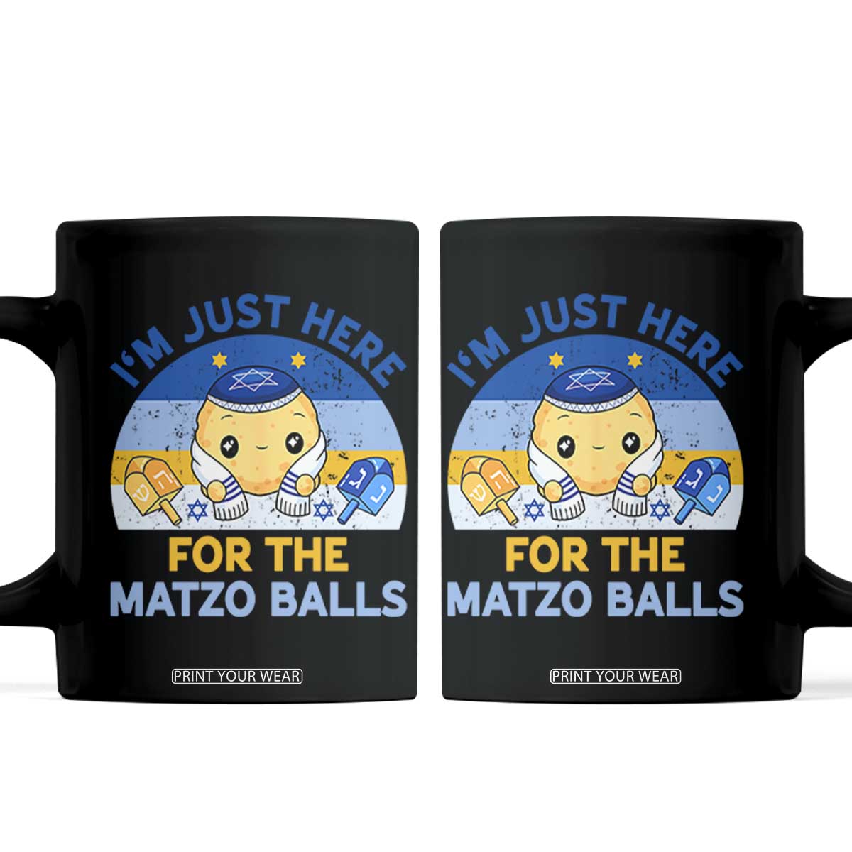 Im Just Here For The Matzo Balls Coffee Mug Funny Jewish Holiday Gift TS12 Black Print Your Wear