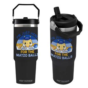Im Just Here For The Matzo Balls Flip Straw Tumbler Funny Jewish Holiday Gift TS12 One Size: 30 oz Black Print Your Wear