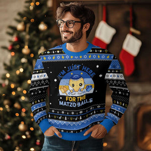 Im Just Here For The Matzo Balls Hanukkah Ugly Sweater Funny Jewish Holiday Gift TS12 Black Blue Print Your Wear