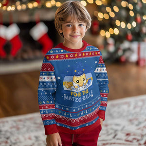 Im Just Here For The Matzo Balls Hanukkah Ugly Sweater Funny Jewish Holiday Gift TS12 Blue Red Print Your Wear