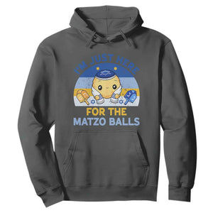 Im Just Here For The Matzo Balls Hoodie Funny Jewish Holiday Gift TS12 Dark Heather Print Your Wear
