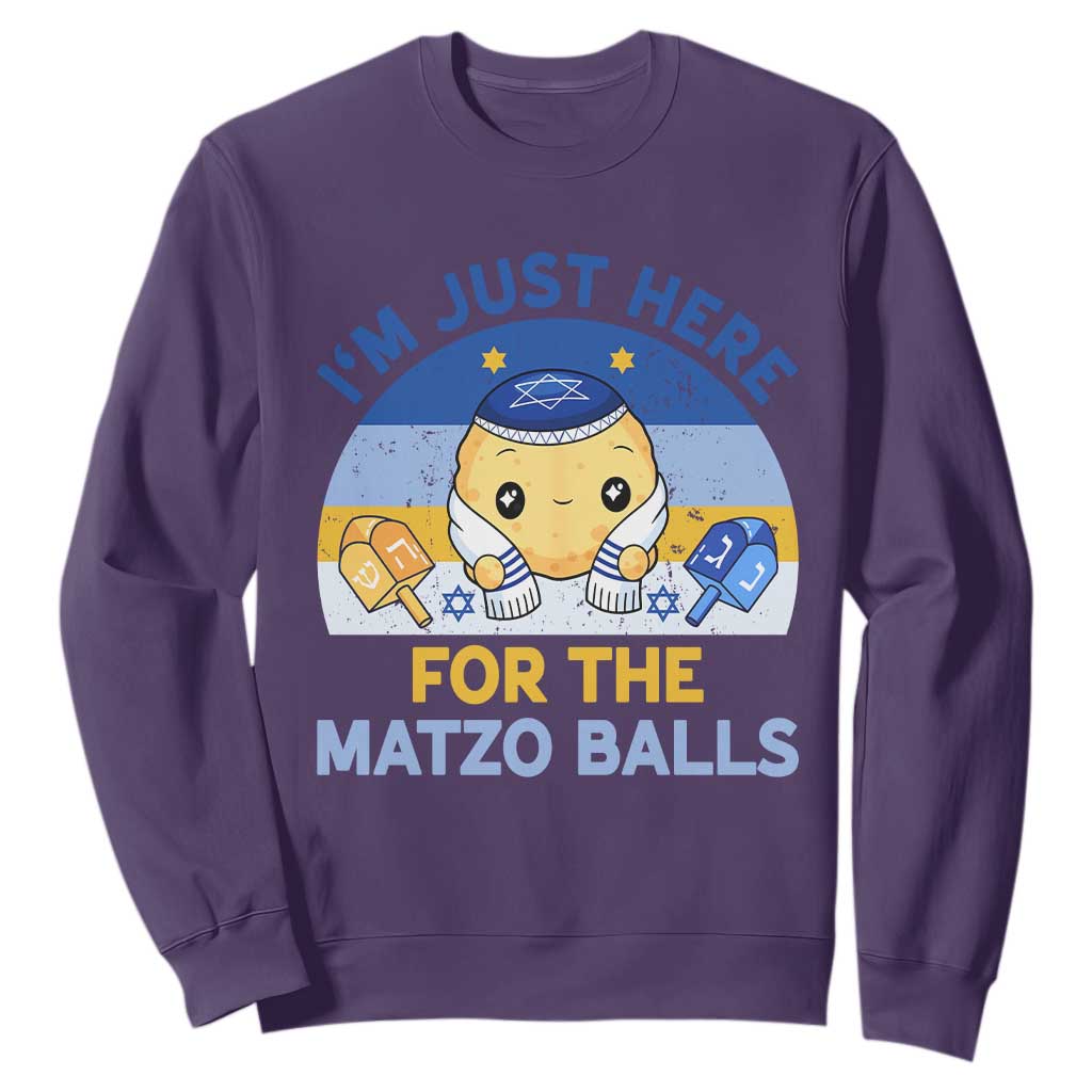 Im Just Here For The Matzo Balls Sweatshirt Funny Jewish Holiday Gift TS12 Purple Print Your Wear