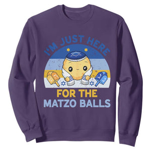 Im Just Here For The Matzo Balls Sweatshirt Funny Jewish Holiday Gift TS12 Purple Print Your Wear
