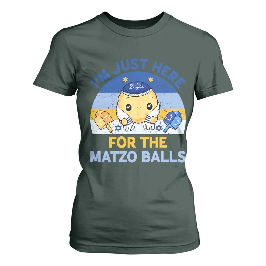 Im Just Here For The Matzo Balls T Shirt For Women Funny Jewish Holiday Gift TS12 Dark Forest Green Print Your Wear