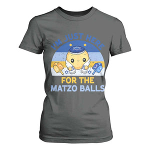 Im Just Here For The Matzo Balls T Shirt For Women Funny Jewish Holiday Gift TS12 Dark Heather Print Your Wear