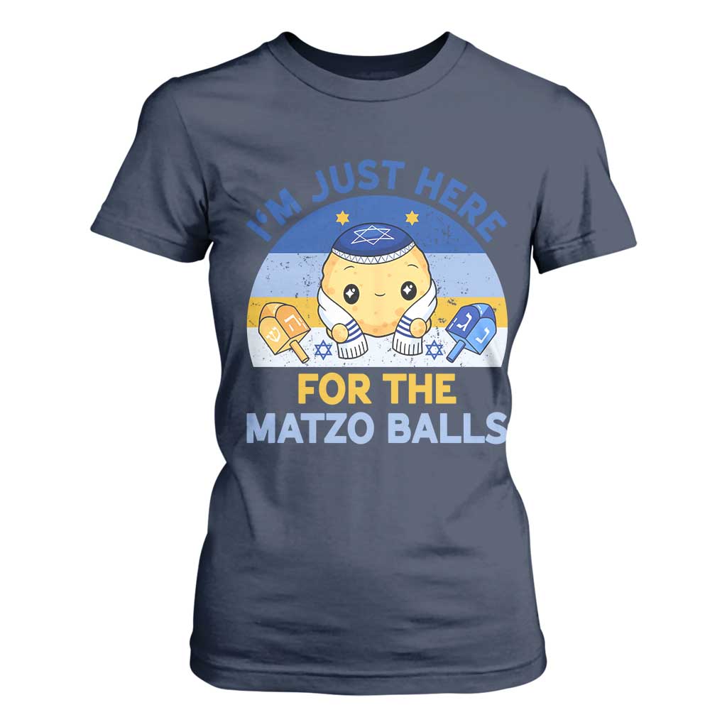Im Just Here For The Matzo Balls T Shirt For Women Funny Jewish Holiday Gift TS12 Navy Print Your Wear