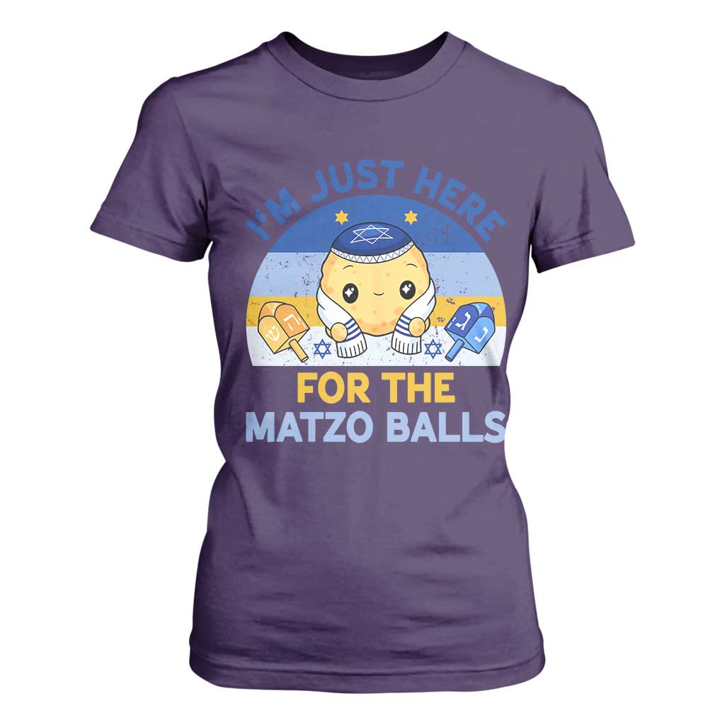 Im Just Here For The Matzo Balls T Shirt For Women Funny Jewish Holiday Gift TS12 Purple Print Your Wear
