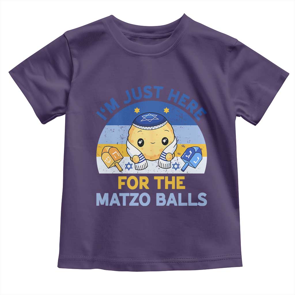Im Just Here For The Matzo Balls Toddler T Shirt Funny Jewish Holiday Gift TS12 Purple Print Your Wear