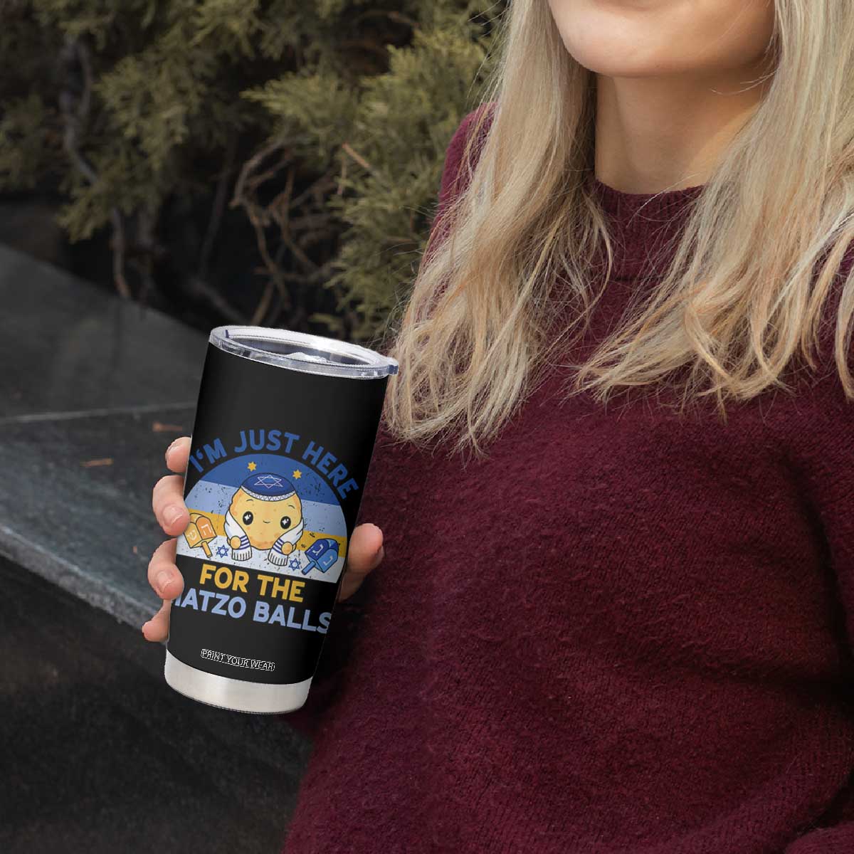Im Just Here For The Matzo Balls Tumbler Cup Funny Jewish Holiday Gift TS12 Print Your Wear