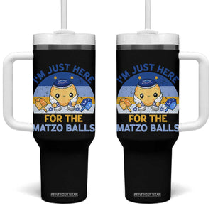 Im Just Here For The Matzo Balls Tumbler With Handle Funny Jewish Holiday Gift TS12 One Size: 40 oz Black Print Your Wear