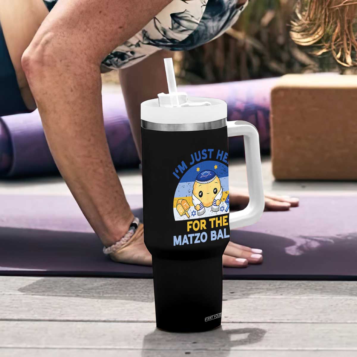 Im Just Here For The Matzo Balls Tumbler With Handle Funny Jewish Holiday Gift TS12 Print Your Wear