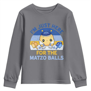 Im Just Here For The Matzo Balls Youth Sweatshirt Funny Jewish Holiday Gift TS12 Charcoal Print Your Wear