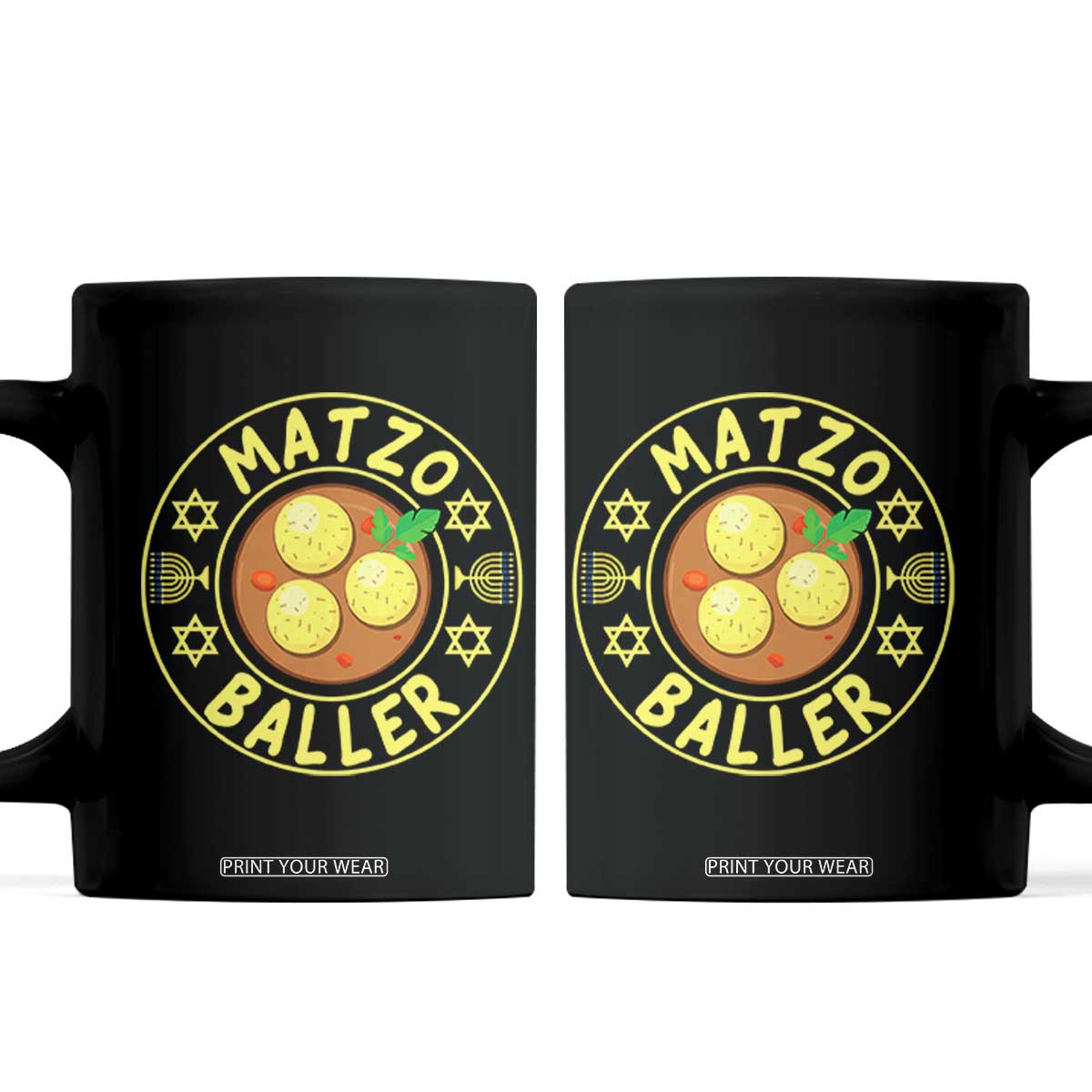 Funny Hanukkah Food Lover Gift Coffee Mug Matzo Baller TS12 Black Print Your Wear