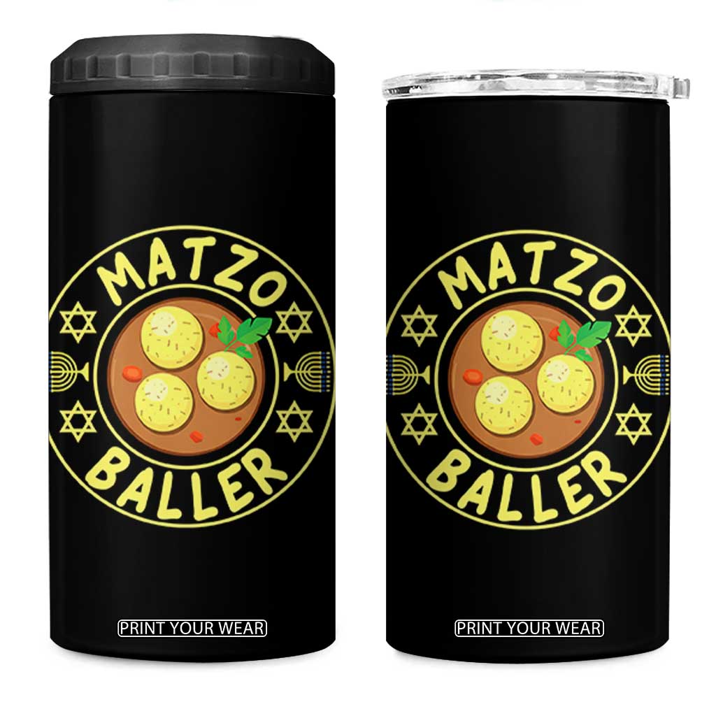 Funny Hanukkah Food Lover Gift 4 in 1 Can Cooler Tumbler Matzo Baller TS12 One Size: 16 oz Black Print Your Wear
