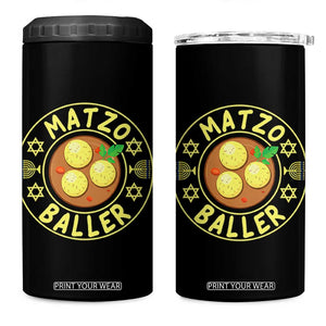 Funny Hanukkah Food Lover Gift 4 in 1 Can Cooler Tumbler Matzo Baller TS12 One Size: 16 oz Black Print Your Wear