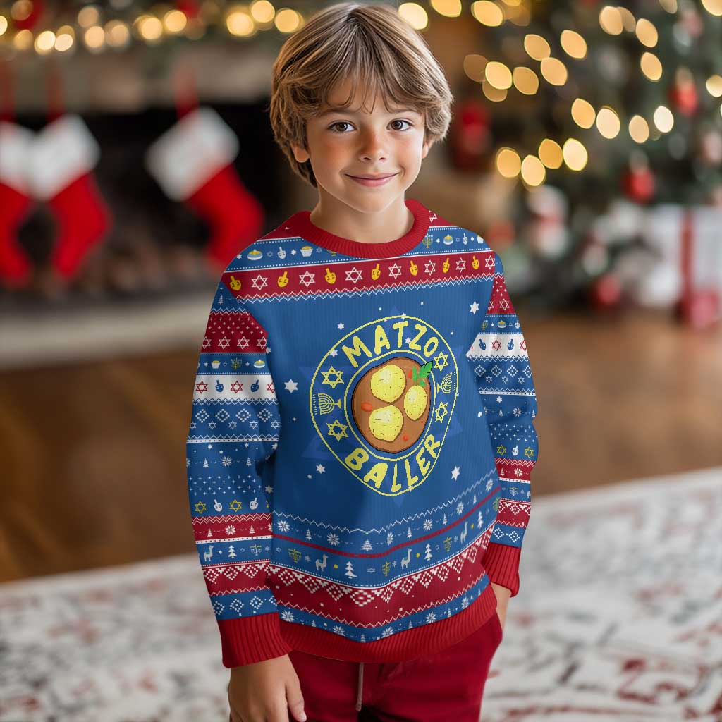 Funny Food Lover Gift Hanukkah Ugly Sweater Matzo Baller TS12 Blue Red Print Your Wear