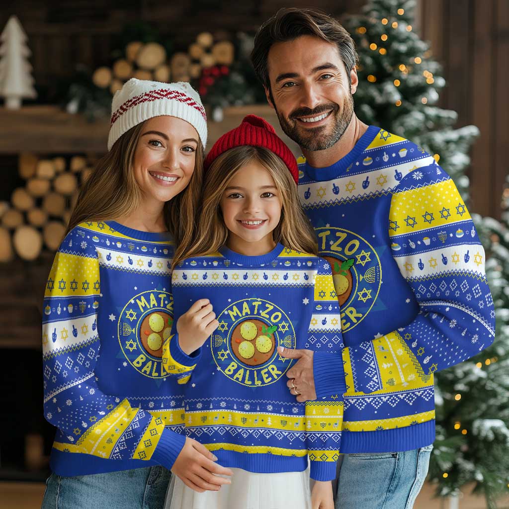 Funny Food Lover Gift Hanukkah Ugly Sweater Matzo Baller TS12 Royal Blue Gold Print Your Wear