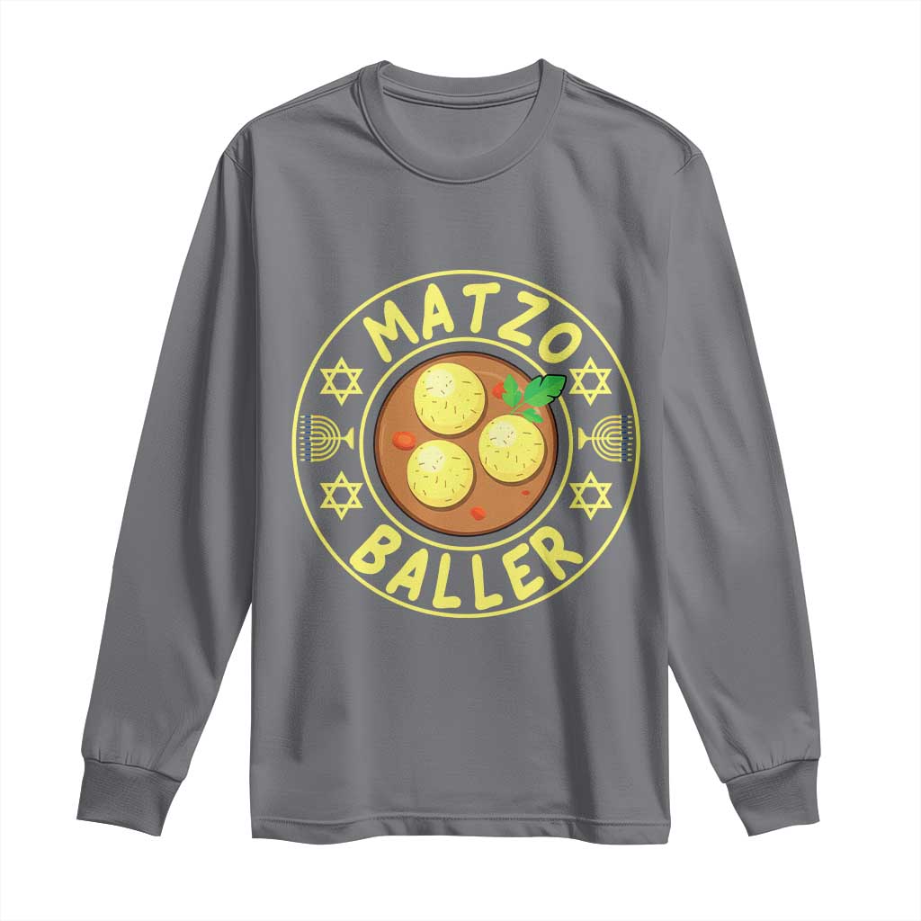 Funny Hanukkah Food Lover Gift Long Sleeve Shirt Matzo Baller TS12 Charcoal Print Your Wear