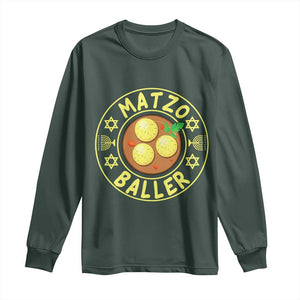 Funny Hanukkah Food Lover Gift Long Sleeve Shirt Matzo Baller TS12 Dark Forest Green Print Your Wear