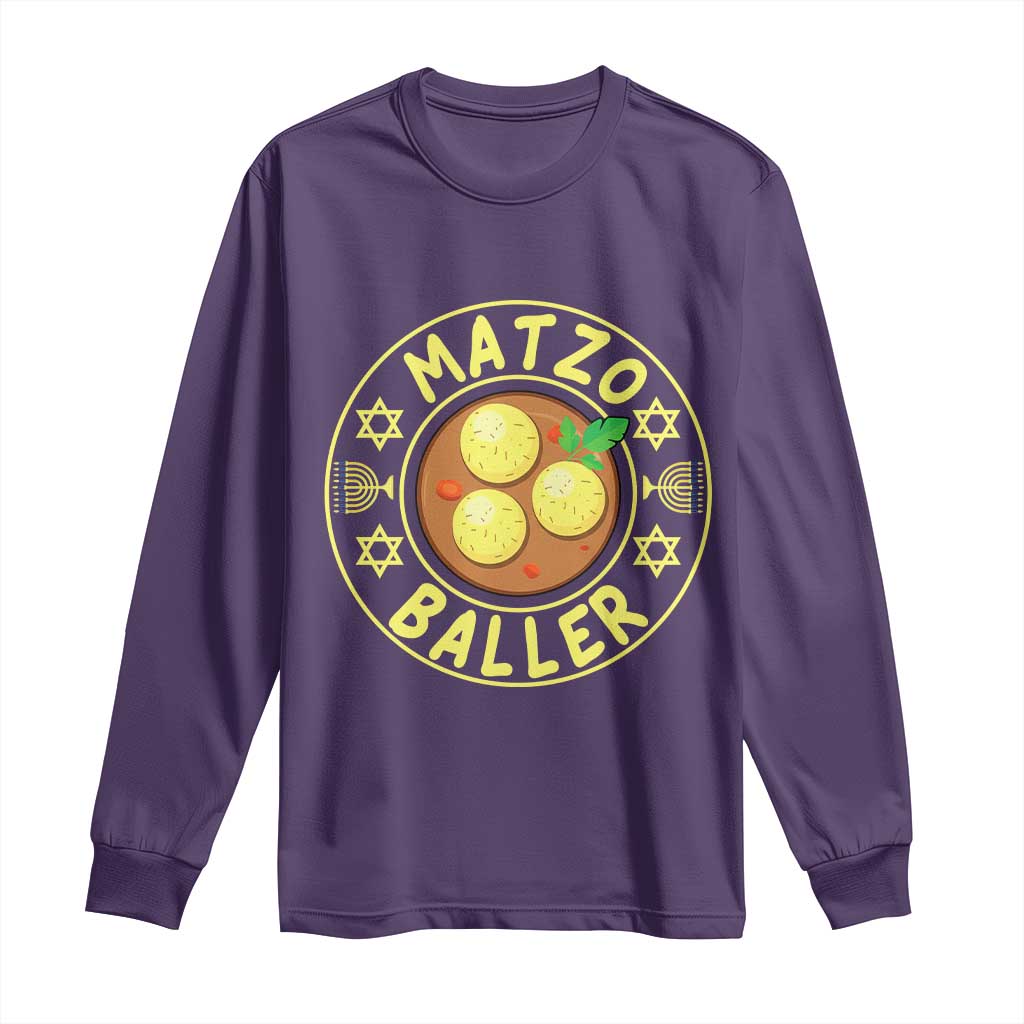 Funny Hanukkah Food Lover Gift Long Sleeve Shirt Matzo Baller TS12 Purple Print Your Wear