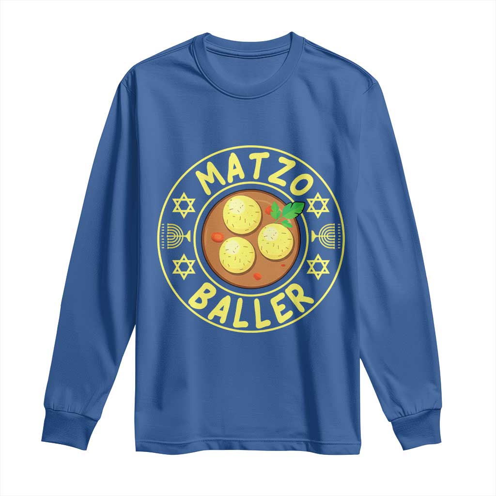 Funny Hanukkah Food Lover Gift Long Sleeve Shirt Matzo Baller TS12 Royal Blue Print Your Wear