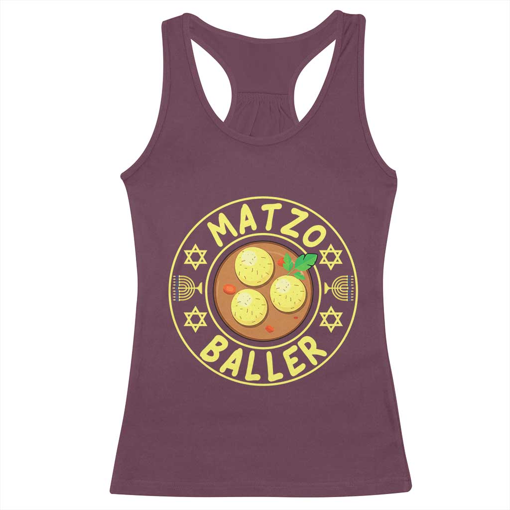 Funny Hanukkah Food Lover Gift Racerback Tank Top Matzo Baller TS12 Maroon Print Your Wear