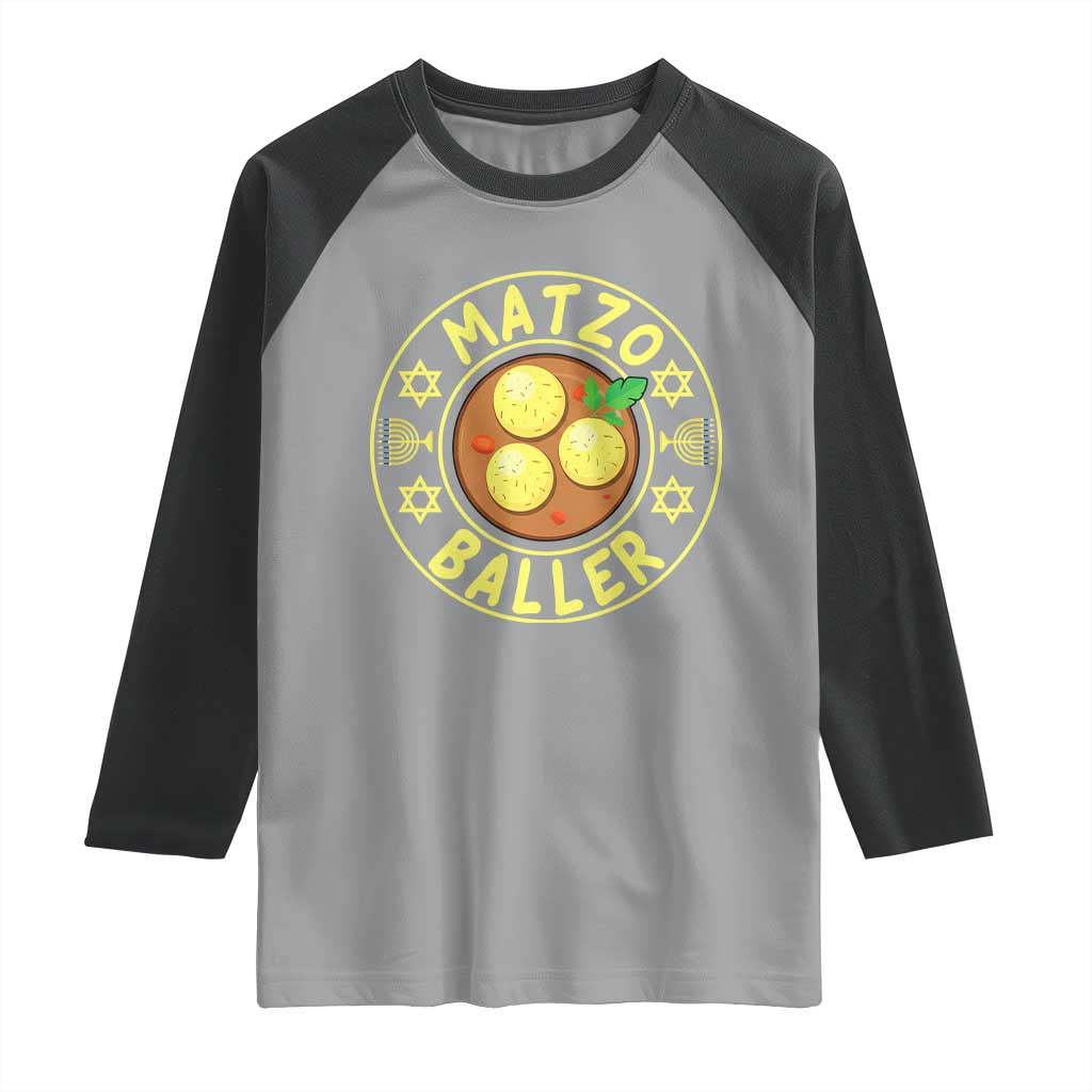 Funny Hanukkah Food Lover Gift Raglan Shirt Matzo Baller TS12 Sport Gray Black Print Your Wear